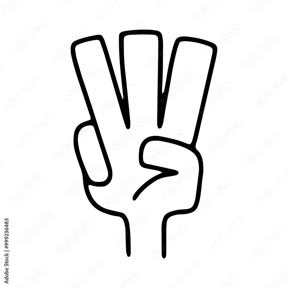 Obraz premium 指を3本立てる右手のイラスト