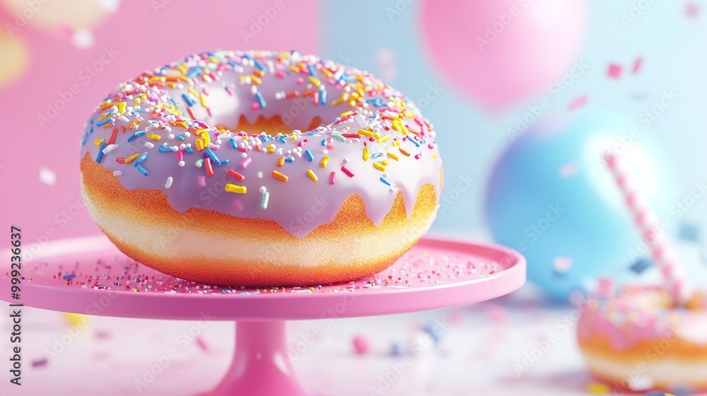 Colorful sweet donut cake desserts, 3d rendering Colorful sweet donut cake desserts, 3d rendering