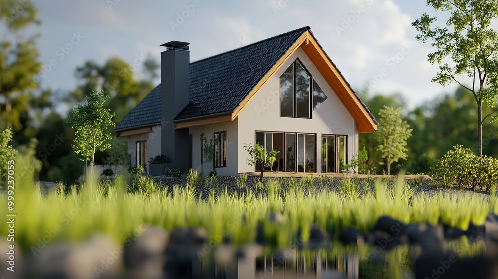 Growing home sale graph. 3d render Growing home sale graph. 3d render