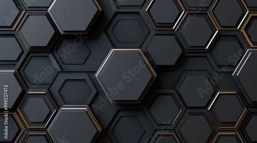 Black concentric hexagons with varying thickness