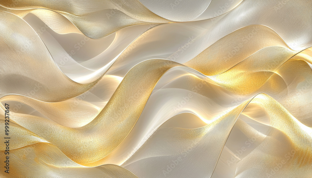 A smooth, flowing abstract design featuring soft waves in white and gold tones, evoking elegance and tranquility. A smooth, flowing abstract design featuring soft waves in white and gold tones, evoking elegance and tranquility.