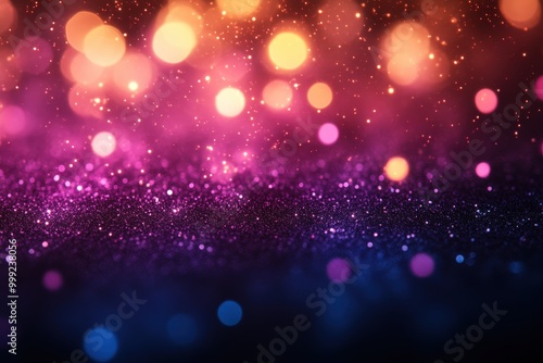 Glowing Pink And Orange Bokeh Lights With Sparkling Particles In Abstract Scene