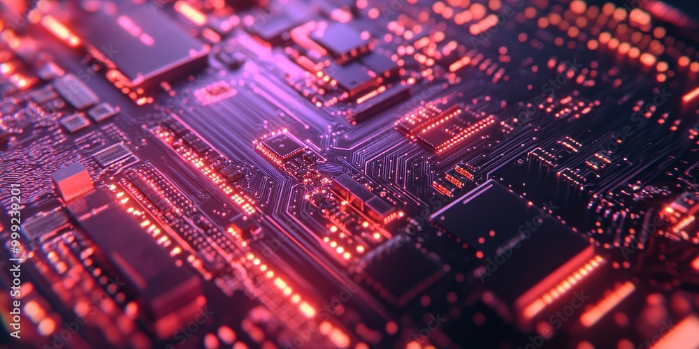 Macro shot of an AI chip processing data, with intricate circuits executing algorithms, demonstrating the core of digital intelligence. Macro shot of an AI chip processing data, with intricate circuits executing algorithms, demonstrating the core of digital intelligence.