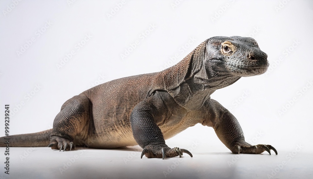 Komodo dragon on white. Background of Animal. Komodo dragon on white. Background of Animal.
