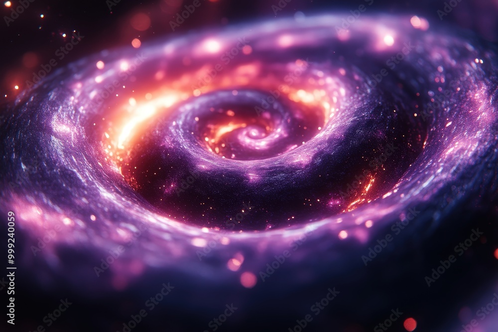 Abstract Glowing Spiral Of Particles In Cosmic Vortex Abstract Glowing Spiral Of Particles In Cosmic Vortex
