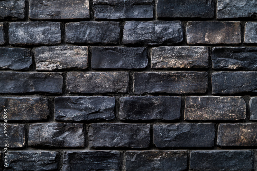 Close-up of dark, weathered brick wall with rough texture. Close-up of dark, weathered brick wall with rough texture.