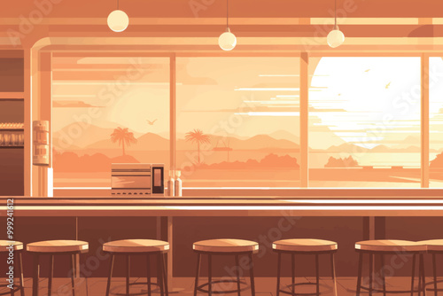Scenic retro diner interior view