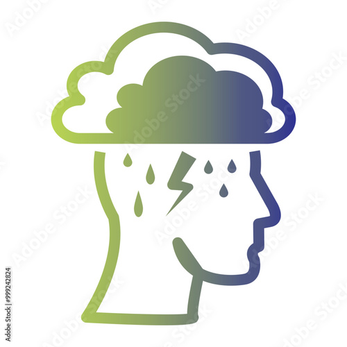 Mental Health icon on line gradient style