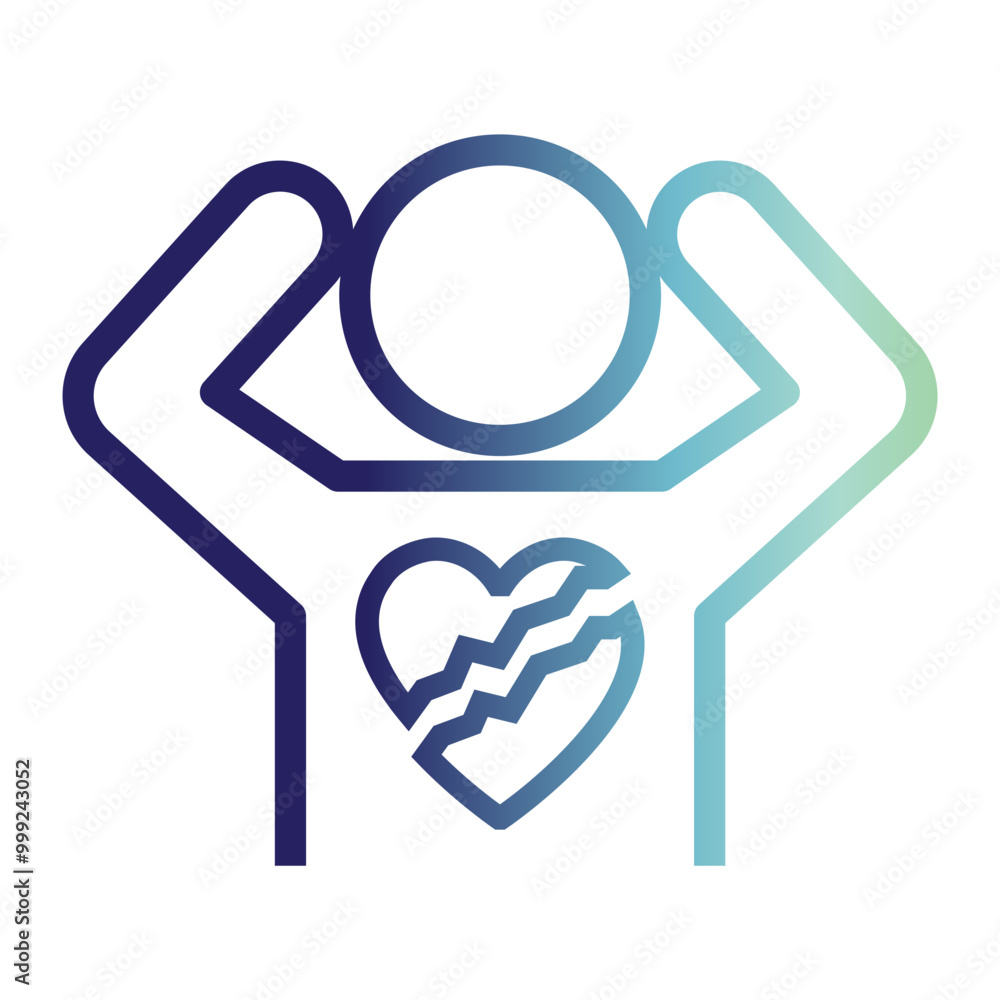 Mental Health icon on line gradient style Mental Health icon on line gradient style