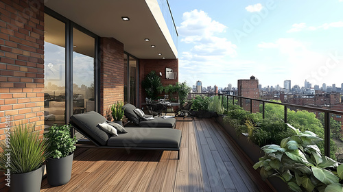 Relaxing on a Rooftop Patio with Stunning City Views