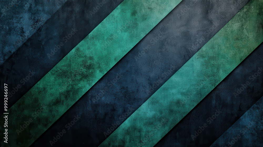 Abstract image with green diagonal stripes on a textured dark blue background. Abstract image with green diagonal stripes on a textured dark blue background.