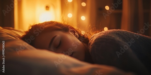 A close-up shows a person sleeping peacefully, with soft bedding and warm lighting reflecting the importance of rest in healthy living