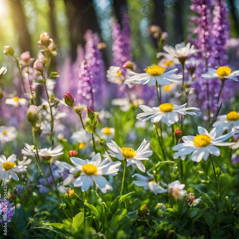 Blooming flowers and fresh greenery in a spring forest capturing the awakening of nature
Blooming flowers and fresh greenery in a spring forest capturing the awakening of nature