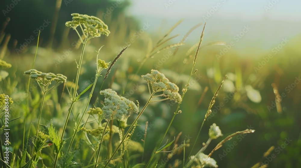Fototapeta premium Achillea Thracica Wild Plant Shot In Summer