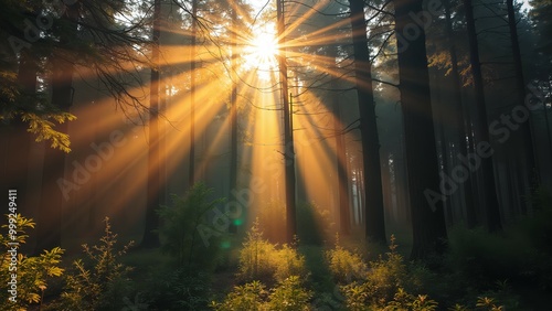 Sunlight shining through the trees