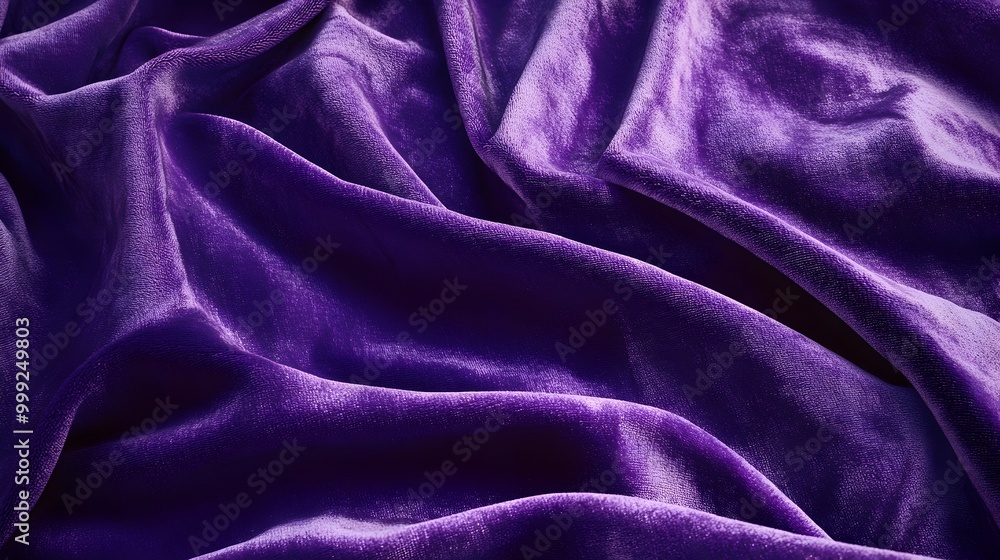 Fototapeta premium Close up image of rich purple velvet fabric with a lush plush texture and shimmering sheen under soft warm lighting conveying a sense of opulence luxury and indulgence