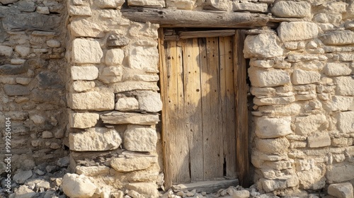 Ancient construction techniques like stone masonry, adobe brick building, or wooden joinery, captured in action to reflect historical building methods.