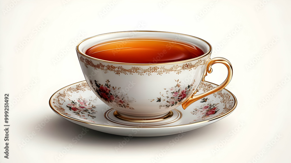 Elegant Teacup with Floral Design and Gold Trim Elegant Teacup with Floral Design and Gold Trim