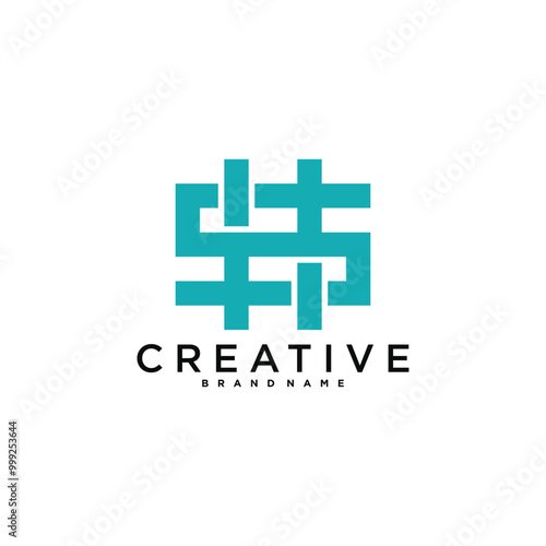 HS or SH letter logo design. Creative H S letter icon. Premium Vector