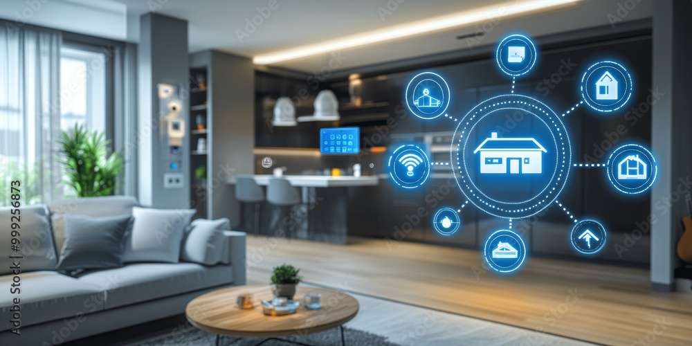 a smart home automation hub, with multiple devices seamlessly connected, demonstrating how IoT simplifies daily routines. a smart home automation hub, with multiple devices seamlessly connected, demonstrating how IoT simplifies daily routines.