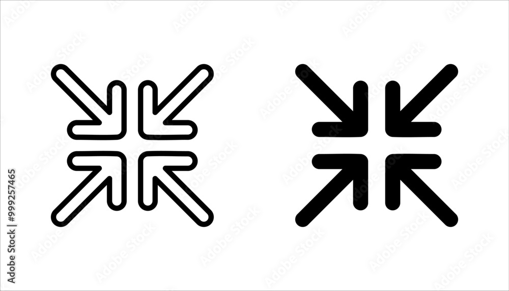 minimize icon set, rally compact size small scale arrows icons vector illustration on white background minimize icon set, rally compact size small scale arrows icons vector illustration on white background