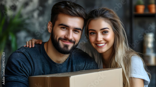 Moving Day Couple Smiles Together Happy New Home