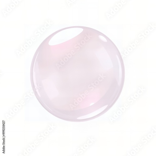 a close up of a bubble on a white background with a pink glow.