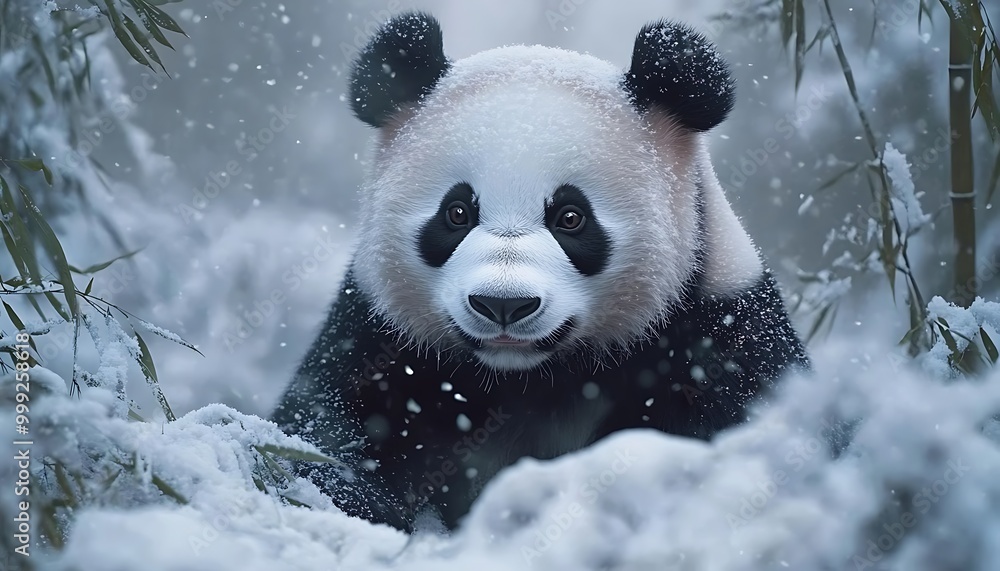 panda in the snow panda in the snow