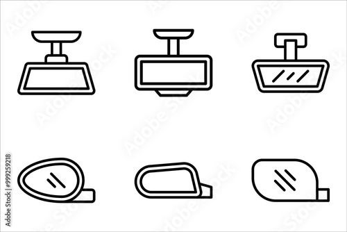 Car rear view mirror icon set. vector illustration on white background