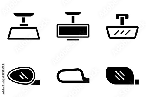 Car rear view mirror icon set. vector illustration on white background