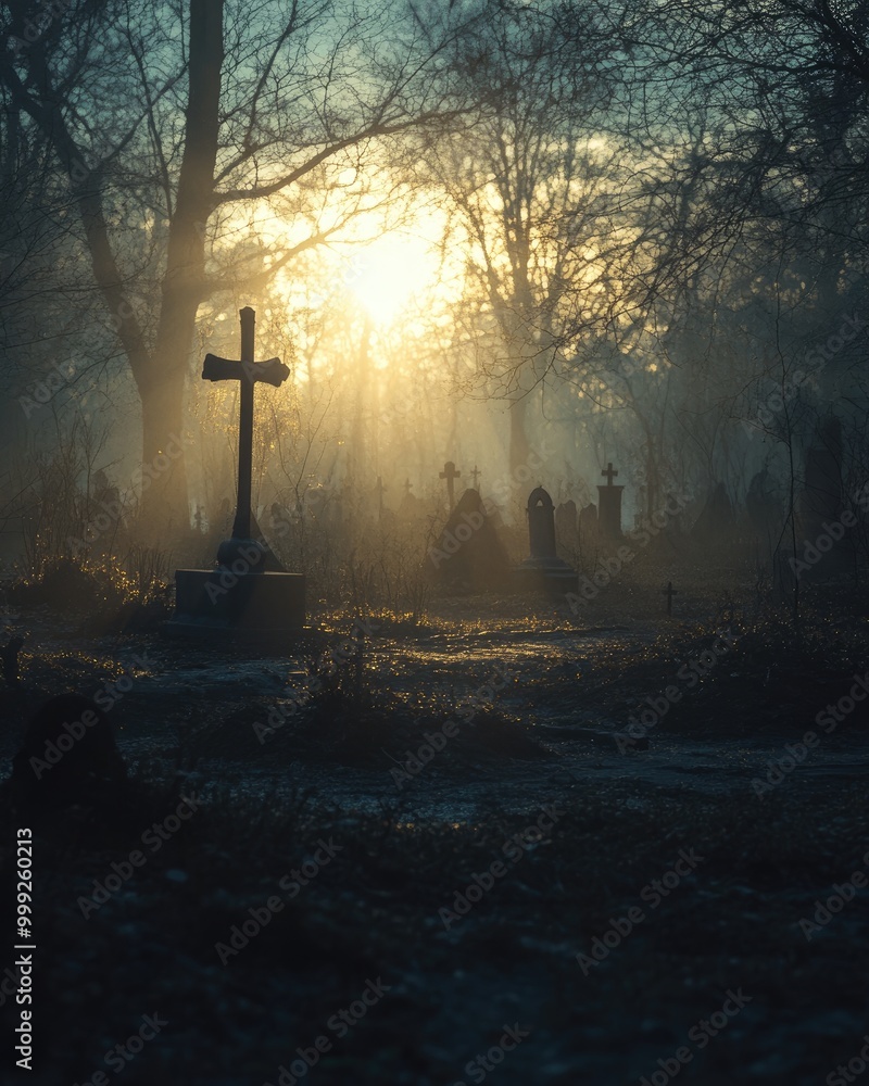 Soft Light Christian Graveyard Reverence and Remembrance Soft Light Christian Graveyard Reverence and Remembrance