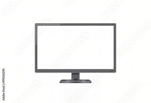 there is a computer monitor with a white screen on a stand.