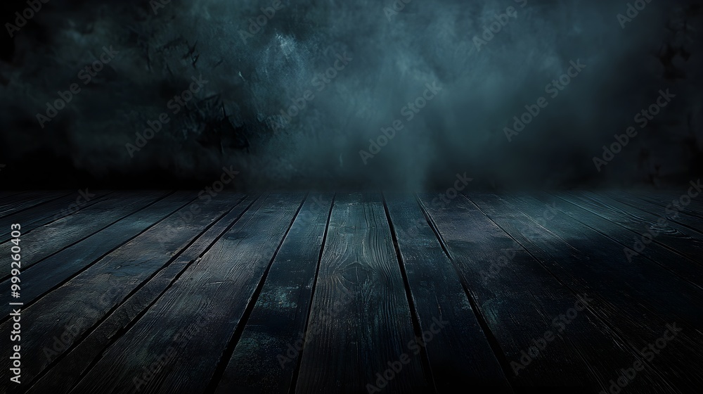 Spooky halloween background with empty wooden planks, dark horror background Spooky halloween background with empty wooden planks, dark horror background