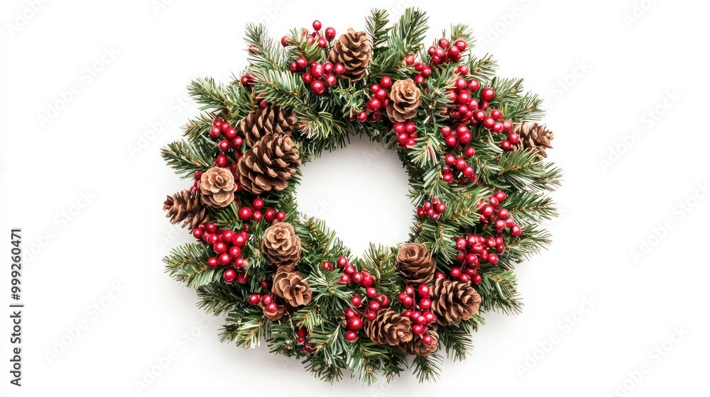 Single wreath isolated on a white background, highlighting its design and details. Single wreath isolated on a white background, highlighting its design and details.