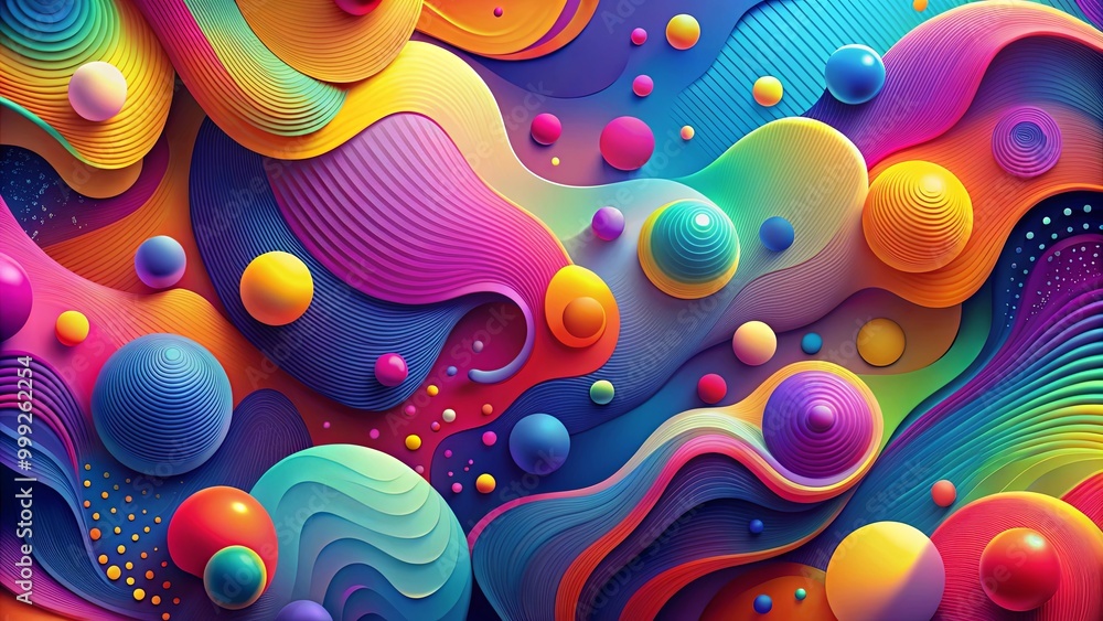 A vibrant abstract composition featuring a kaleidoscope of swirling, layered, and textured shapes in bold colors. A vibrant abstract composition featuring a kaleidoscope of swirling, layered, and textured shapes in bold colors.
