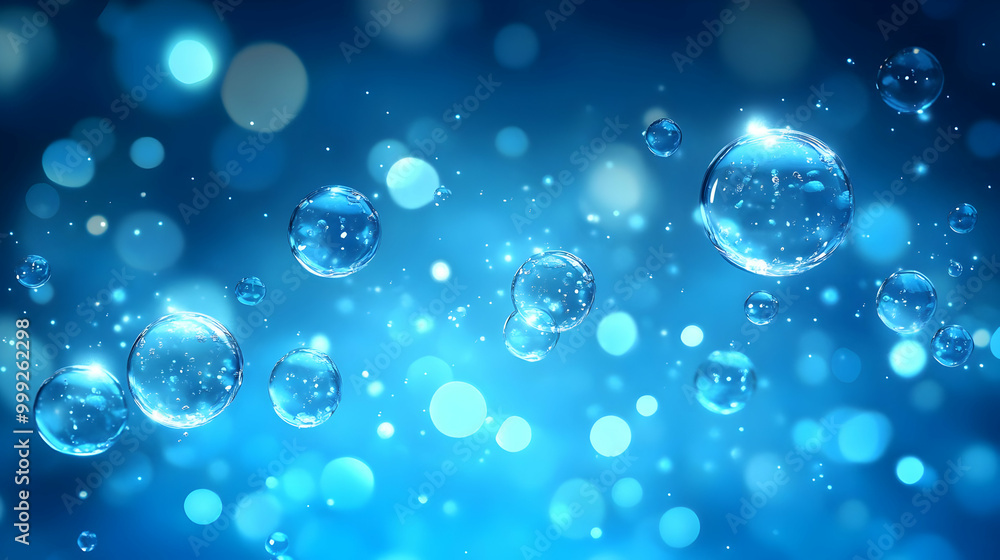 Floating Bubbles in a Blue Abstract Background Floating Bubbles in a Blue Abstract Background