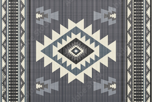 Navajo tribal vector seamless pattern. Native American ornament. Ethnic South Western decor style. Boho geometric ornament. Vector seamless pattern. Mexican blanket, rug. Woven carpet illustration.