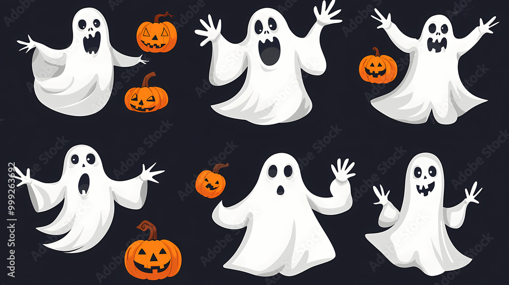 Halloween characters horror vector set design. Halloween character like grim reaper, ghost, pumpkin and Frankenstein. Halloween characters horror vector set design. Halloween character like grim reaper, ghost, pumpkin and Frankenstein.