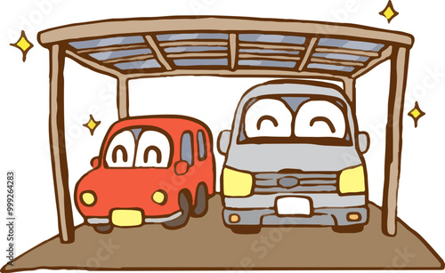 綺麗なカーポートに喜んでいる車