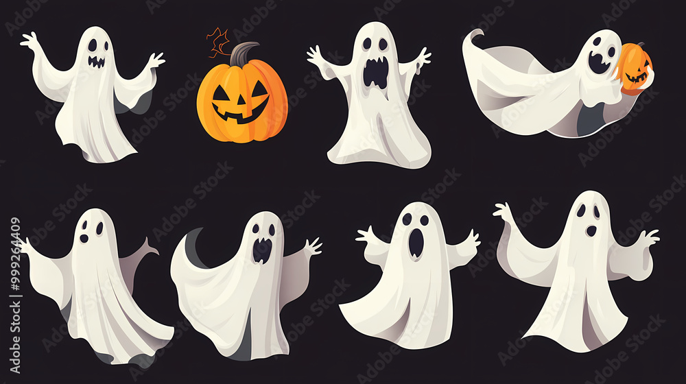 Halloween characters horror vector set design. Halloween character like grim reaper, ghost, pumpkin and Frankenstein. Halloween characters horror vector set design. Halloween character like grim reaper, ghost, pumpkin and Frankenstein.