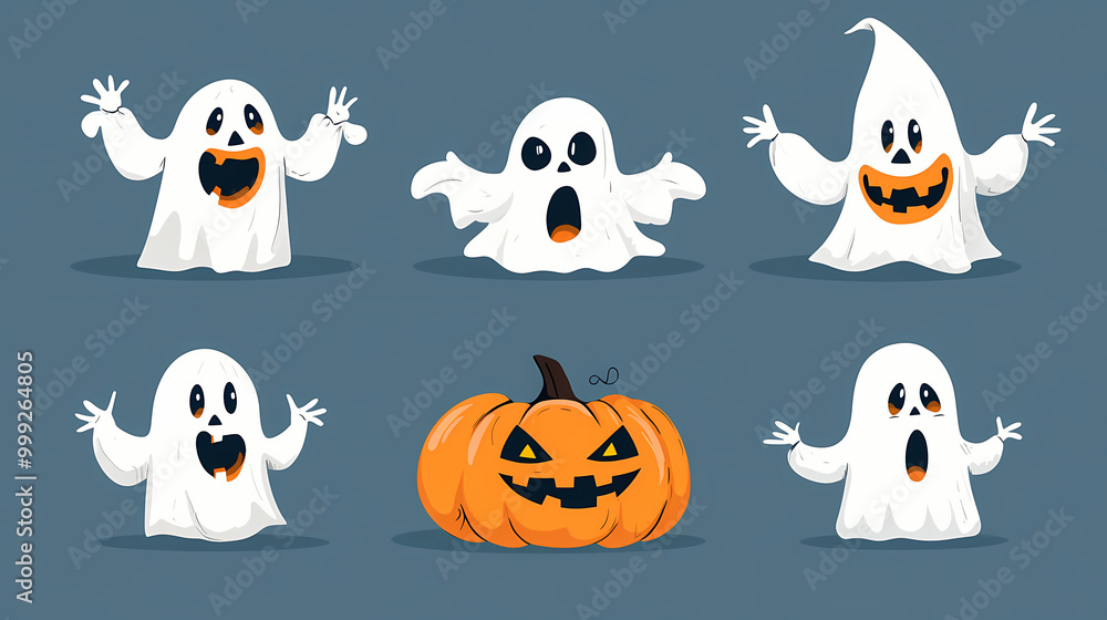 Halloween characters horror vector set design. Halloween character like grim reaper, ghost, pumpkin and Frankenstein. Halloween characters horror vector set design. Halloween character like grim reaper, ghost, pumpkin and Frankenstein.