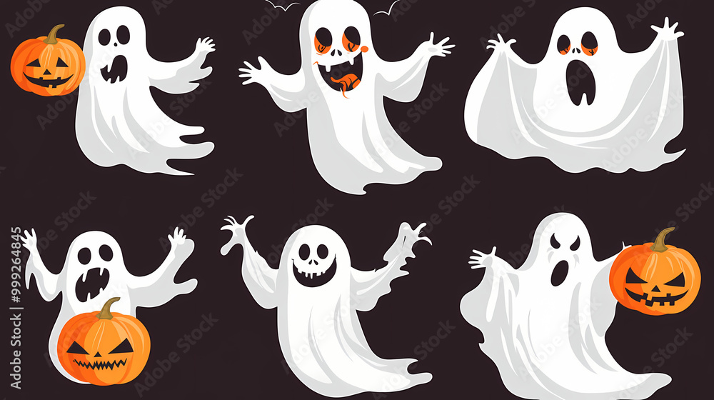 Halloween characters horror vector set design. Halloween character like grim reaper, ghost, pumpkin and Frankenstein. Halloween characters horror vector set design. Halloween character like grim reaper, ghost, pumpkin and Frankenstein.