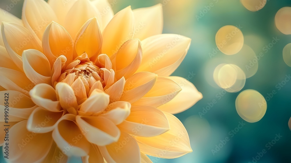Obraz premium A captivating close up photograph showcasing a stunning golden flower in full vibrant bloom The image highlights the intricate details of the petals and the soft