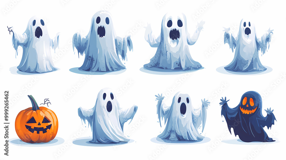 Halloween characters horror vector set design. Halloween character like grim reaper, ghost, pumpkin and Frankenstein. Halloween characters horror vector set design. Halloween character like grim reaper, ghost, pumpkin and Frankenstein.