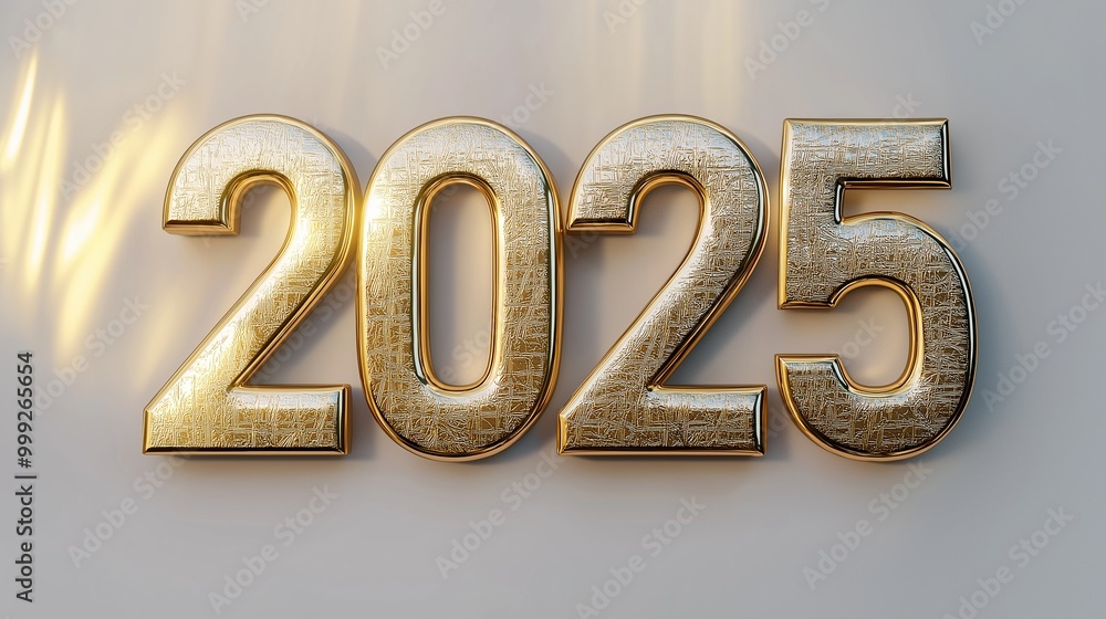 3D Font of text 2025 for new year made of gold color 3D Font of text 2025 for new year made of gold color