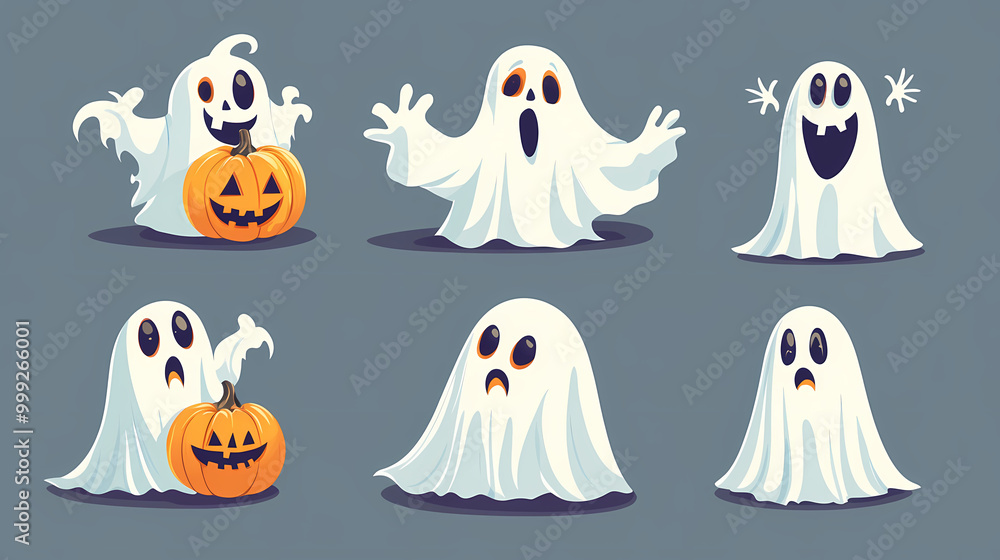 Halloween characters horror vector set design. Halloween character like grim reaper, ghost, pumpkin and Frankenstein. Halloween characters horror vector set design. Halloween character like grim reaper, ghost, pumpkin and Frankenstein.