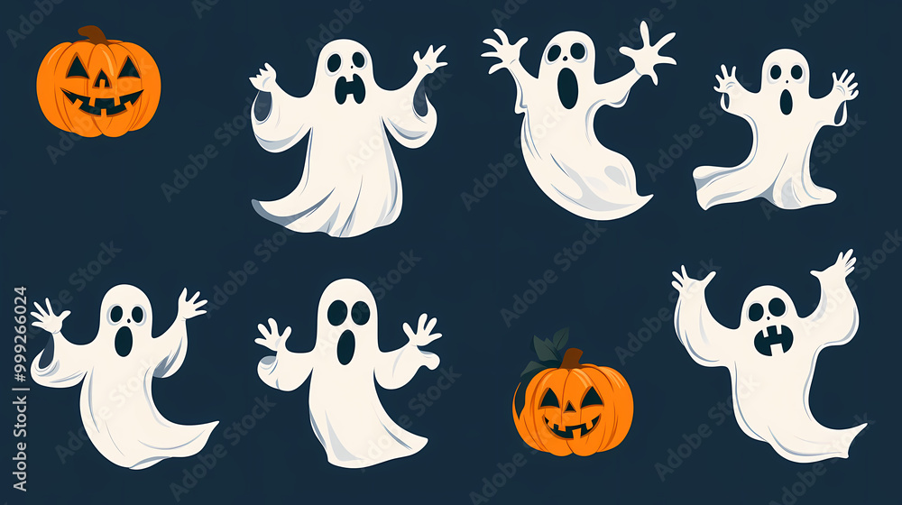 Halloween characters horror vector set design. Halloween character like grim reaper, ghost, pumpkin and Frankenstein. Halloween characters horror vector set design. Halloween character like grim reaper, ghost, pumpkin and Frankenstein.