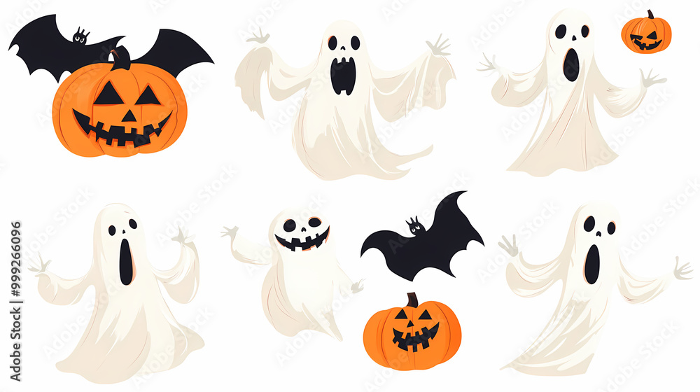 Halloween characters horror vector set design. Halloween character like grim reaper, ghost, pumpkin and Frankenstein. Halloween characters horror vector set design. Halloween character like grim reaper, ghost, pumpkin and Frankenstein.