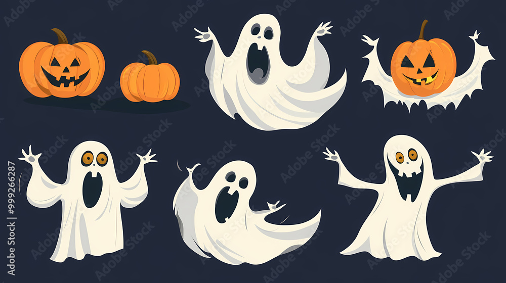 Halloween characters horror vector set design. Halloween character like grim reaper, ghost, pumpkin and Frankenstein. Halloween characters horror vector set design. Halloween character like grim reaper, ghost, pumpkin and Frankenstein.