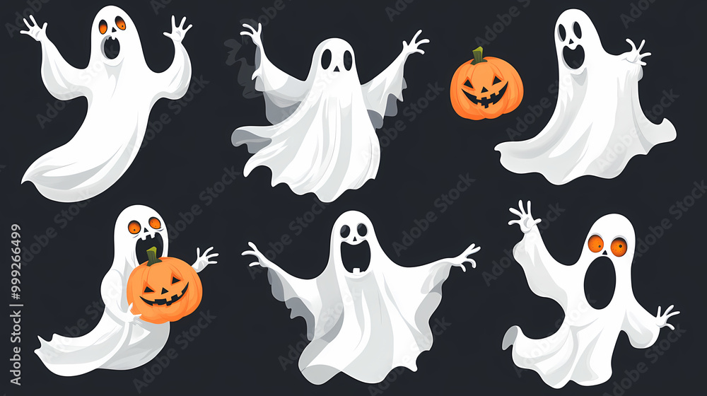 Halloween characters horror vector set design. Halloween character like grim reaper, ghost, pumpkin and Frankenstein. Halloween characters horror vector set design. Halloween character like grim reaper, ghost, pumpkin and Frankenstein.